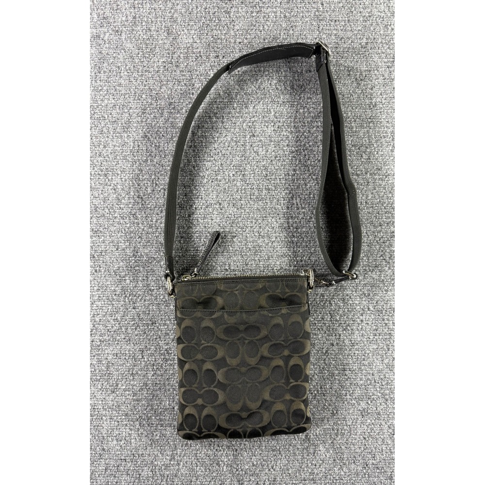 Coach Signature File Crossbody Bag Black Charcoal Jacquard Messenger 42707 - Picture 3 of 4